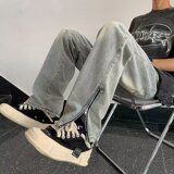 V1950-P48水洗高街修身小脚牛仔裤百搭拉链直筒裤，男装牛仔裤，星座1608