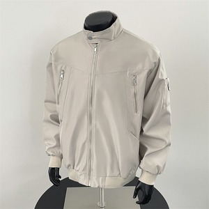 HY205-P68 春季新款立领工装飞行夹克美式复古宽松拉链棒球服外套图片