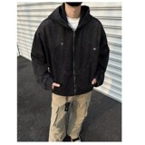 JX3577-P98新款小众重工解构做旧垫肩连帽牛仔外套美式宽松夹克，男装夹克，星座1608