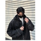 JX3577-P98新款小众重工解构做旧垫肩连帽牛仔外套美式宽松夹克，男装夹克，星座1608