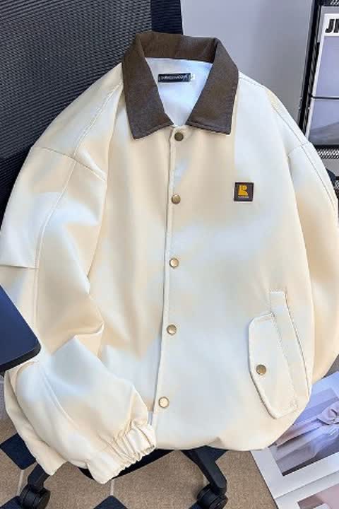 SSQ647-P65翻领撞色潮牌夹克复古休闲宽松情侣款外套,男装夹克,星座1608