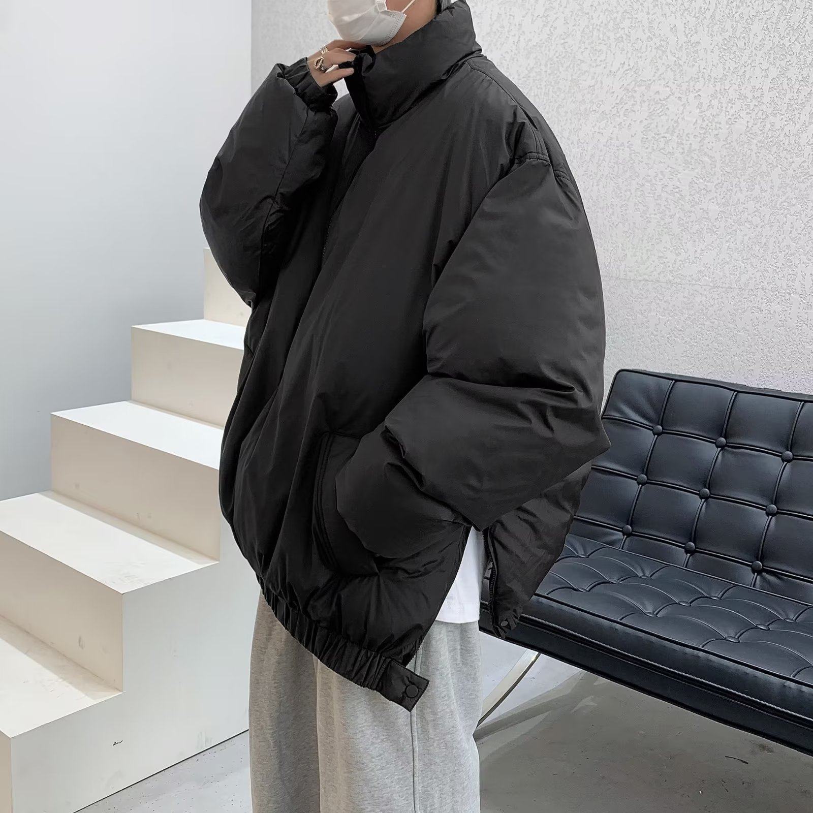 V1448-P88 服冬季面包服情侣袄外套高街美式纯色衣潮牌ins图片