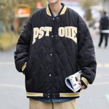 V1446-P75美式菱形格服冬季加厚潮流痞帅外套情侣款衣棒球服，男装棉衣，星座1608