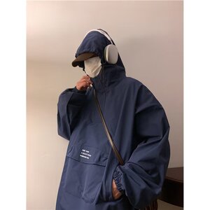 V1450-P53 美式复古机能冲锋衣外套男士宽松潮牌日系高街工装夹克图片