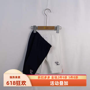 杰米熊品牌童装90-130女童百搭弹力纯棉柔软速干打底短七分束裤