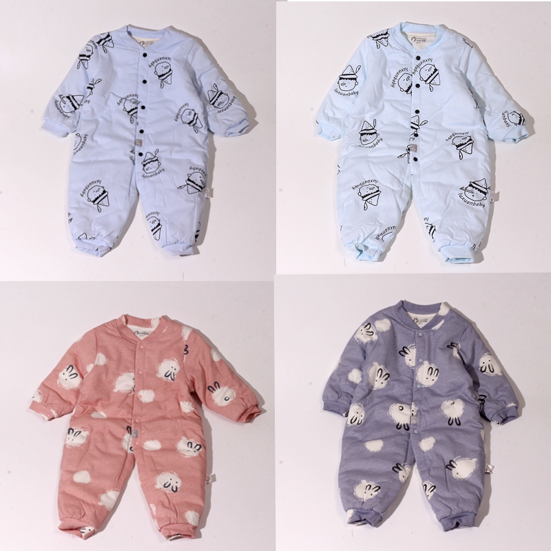 璐璇单排扣开档棉冬季棉爬服