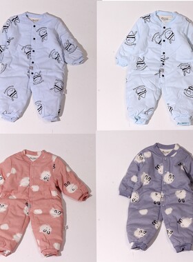 璐璇单排扣开档棉冬季棉爬服