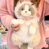 毛绒仿真小猫双肩包可爱卡通布偶猫背包公仔玩具包包女孩生日礼物