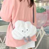 新款 日系可爱小白云毛绒包百搭卡通云朵包单肩包Lolita斜跨包包