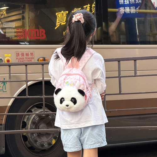 MADGE新款毛绒卡通熊猫双肩包女童幼儿园开学书包儿童小背包礼物
