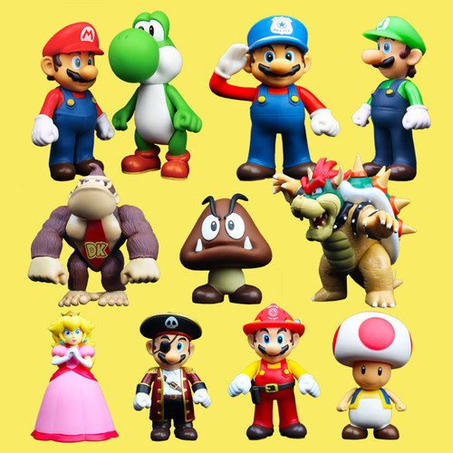 超级玛丽马里奥路易基绿龙库巴公主卡通公仔模型摆件人偶玩具礼物