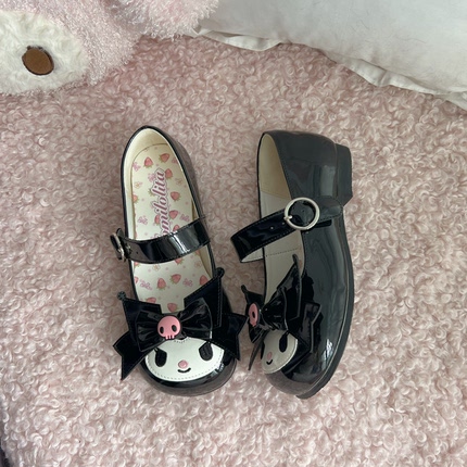 【平底】Lolita鞋可爱黑库洛米圆头宅系平底鞋