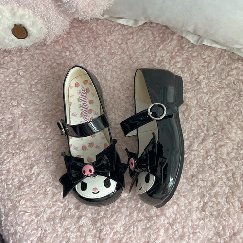 【平底】Lolita鞋可爱黑库洛米圆头宅系平底鞋