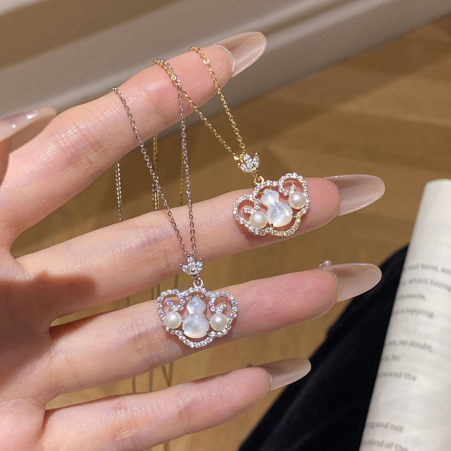 福禄如意锁！贝母葫芦珍珠项链