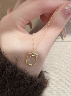 「窗台竹影」竹报平安天然白玉髓项链女款s925银轻奢国风送礼闺蜜