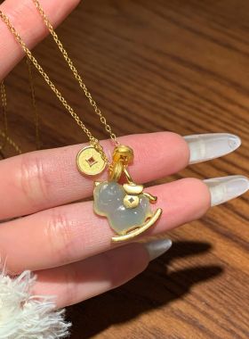 「金马玉堂」天然和田玉小马项链女款s925银镀金轻奢小众送礼闺蜜