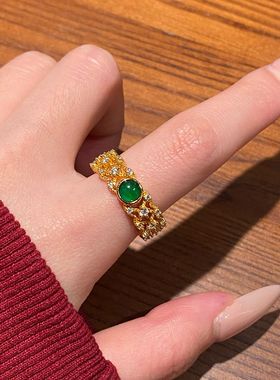 花丝翠韵！天然阳绿翡翠戒指