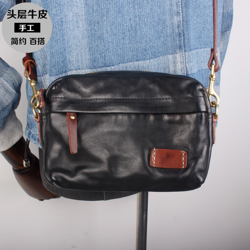 头层牛皮复古单肩斜挎包男真皮手工小方包休闲邮差包植鞣皮手机包,箱包皮具/热销女包/男包,男士包袋,淘宝优惠券,粉丝福利购,淘宝优惠卷