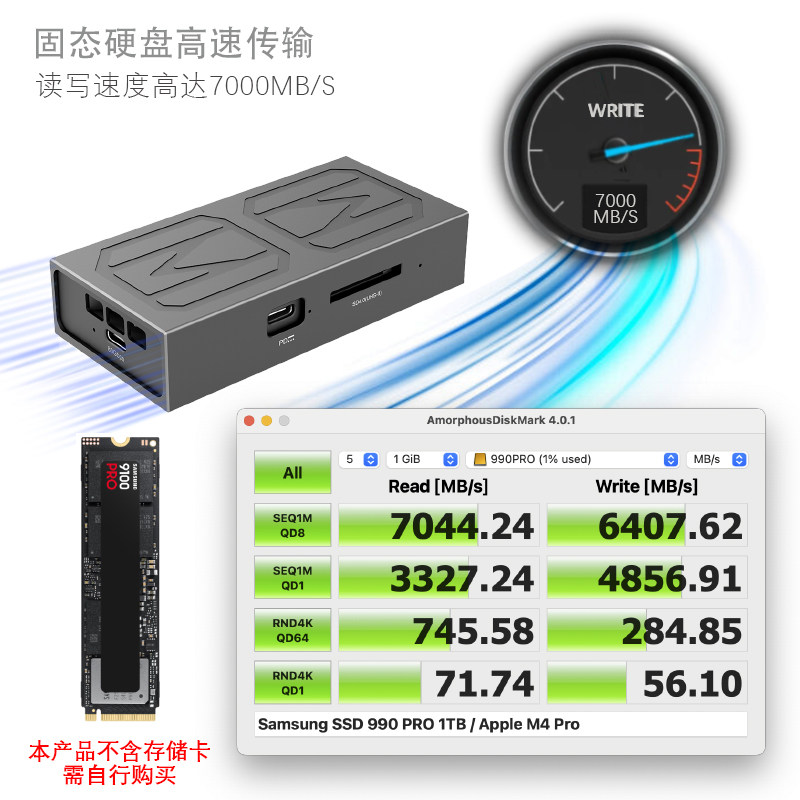 迈和伦8148A/B/SD雷电3+USB3.2移动硬盘盒高速存储卡读卡器免螺丝