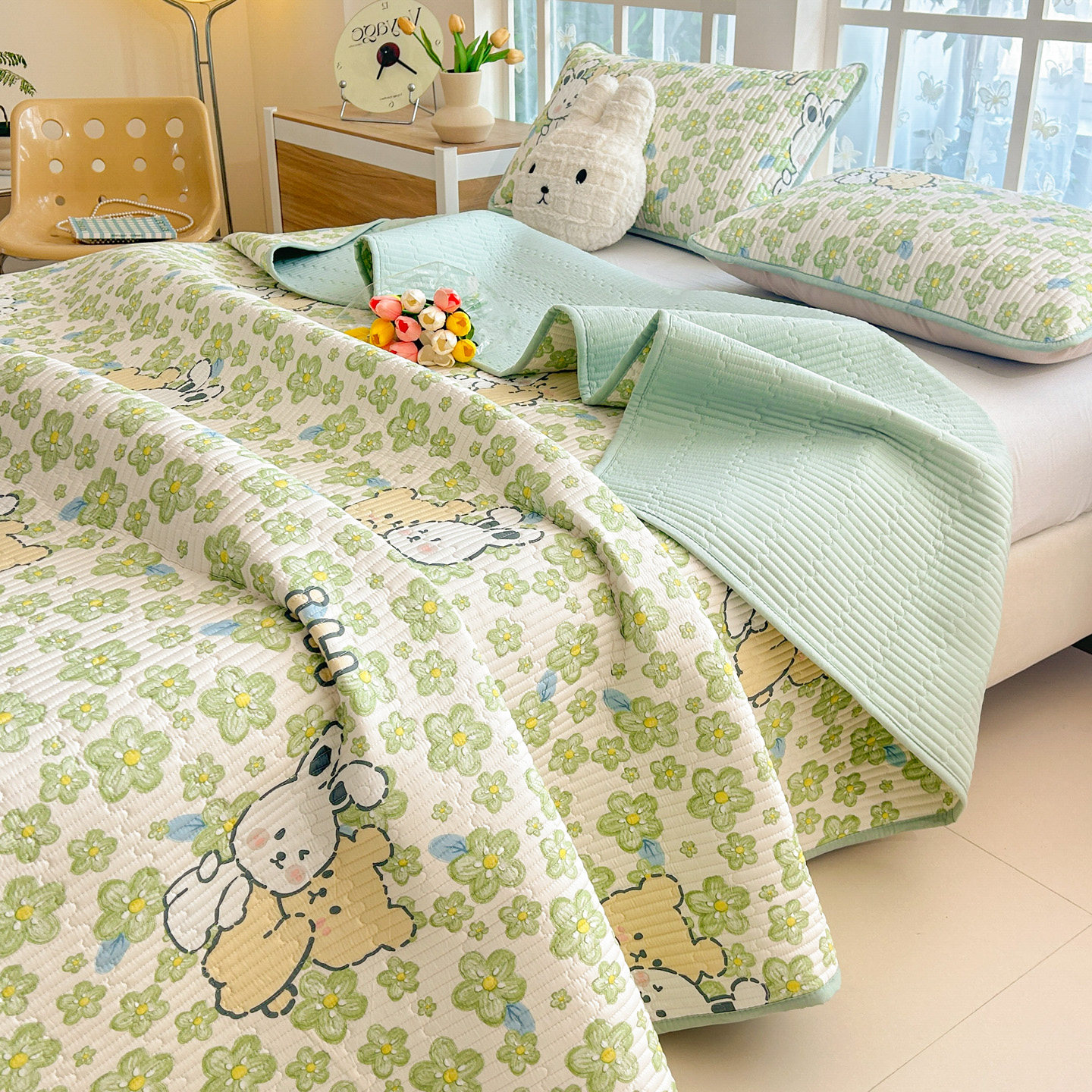 A类纯棉床盖单件四季通用宿舍全棉榻榻米夹棉厚床单人三件套防滑,床上用品,床盖,淘宝优惠券,粉丝福利购,淘宝优惠卷