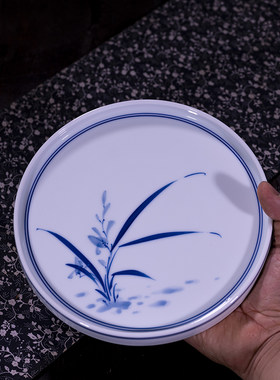 手绘茶盘壶承陶瓷中式釉下彩景德