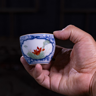 青花瓷主人杯陶瓷茶杯个人专用单杯功夫茶具品茗杯景德镇釉下彩瓷