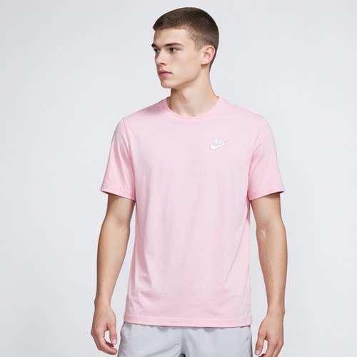 Nike Sportswear Club耐克纯棉运动休闲T恤柔软舒适男女款浅粉色