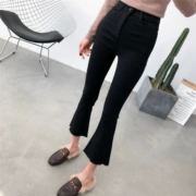 Mùa xuân 2019 mới quần thun đáy chuông mặc quần legging đen quần tây quần lọt khe siêu mỏng - Quần tây thường