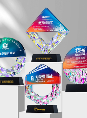 创意年会季度月度评选优秀商会协会理事牌银行保险行业评优奖杯