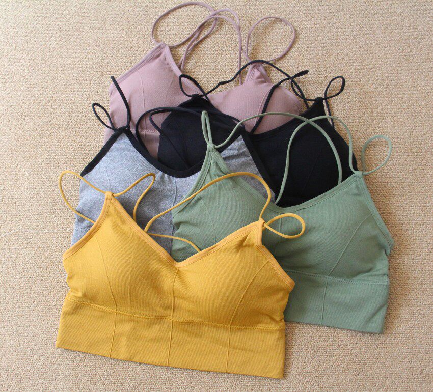 两个包邮 螺纹女士美背文胸 无钢圈文胸 后背交叉设计 短款小吊带