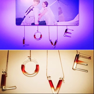 26字母水培植物悬挂透明玻璃花瓶创意家居墙面浪漫情人节DIY吊瓶