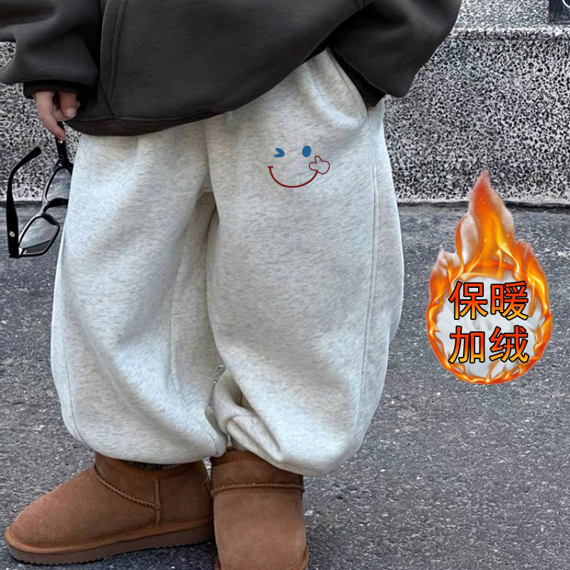 可爱男女童2025秋冬新款时尚卡通口袋卫裤儿童宝宝洋气超萌休闲裤