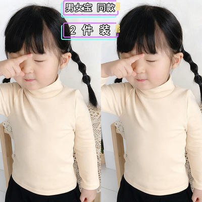 男童儿童打底衫半高领保暖内衣春秋a类加厚德绒内搭女童秋衣上衣