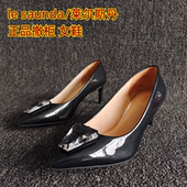 品牌撤柜断码 36码 瑕疵处理真皮女鞋 尖头细高跟欧美风搭扣浅口单鞋
