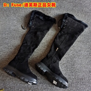 D：Fuse/迪芙斯正品断码新款女靴圆头厚底加绒过膝长靴休闲冬季潮