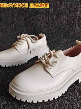 索菲娅品牌断码处理真皮女鞋系带英伦风轻便平底深口皮鞋36码透气