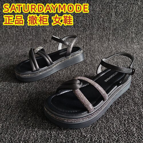 SATURDAYMODE正品露趾凉鞋一字扣