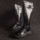 专柜断码 瑕疵处理真皮女靴平底高筒百搭牛漆皮机车不过膝骑士靴酷