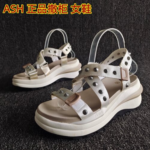 品牌撤柜魔术贴松糕厚底休闲凉鞋