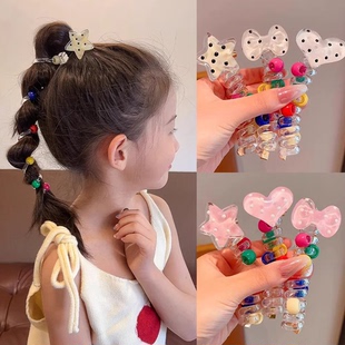 电话线发圈细小女高级感儿童爱心女童高马尾宝宝不伤发皮筋头饰