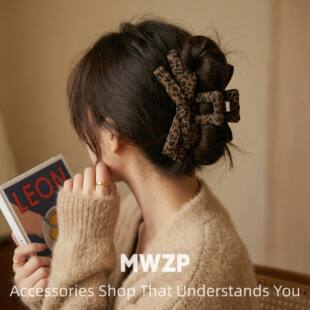 蝴蝶结豹纹抓夹女高级感时尚洋气鲨鱼夹后发量大脑勺盘发发卡发饰
