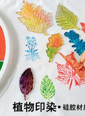 仿真植物树叶形状模板儿童拓印印染手工制作材料美术绘画透明印章