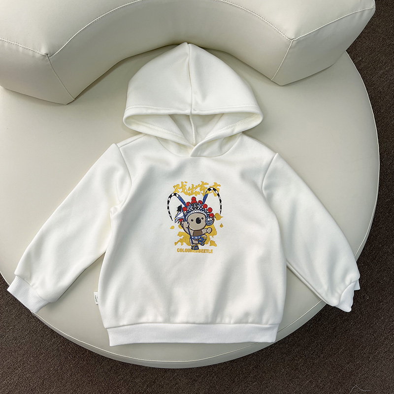 80-120男女童卫衣秋冬款儿童休闲上衣小童加绒男孩连帽上衣