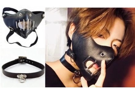 Трендовая неоновая медицинская маска, черный реквизит для фотографии, в стиле панк