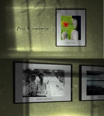 怀旧风历史感暗窗影射家庭个人回忆录电子相册照片展示动画AE模板