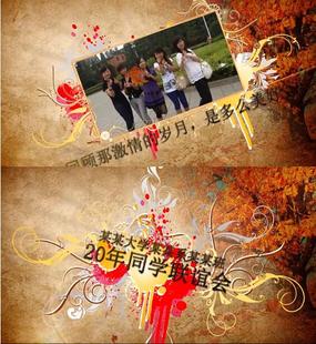 泛黄纸张怀旧回忆类同学聚会老照片电子相册暖场视频片头ae模板