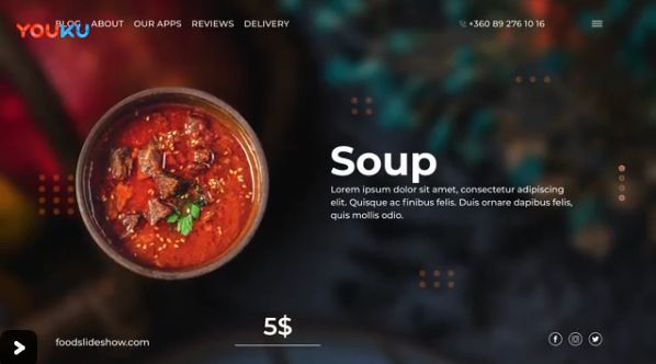 简洁大气餐厅饭馆菜品美食介绍图文段落展示主题幻灯片切换AE模板