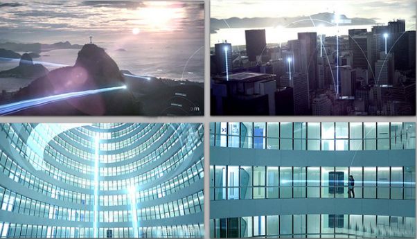 绚丽光线粒子高科技信息现代城市连线互联网商务合作实拍视频素材