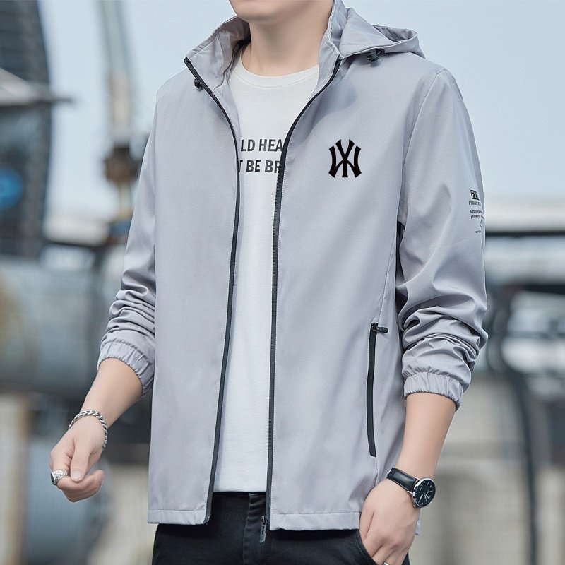 NYCR夹克男士外套春秋冬装2025年新款休闲春季连帽修身韩版潮加绒