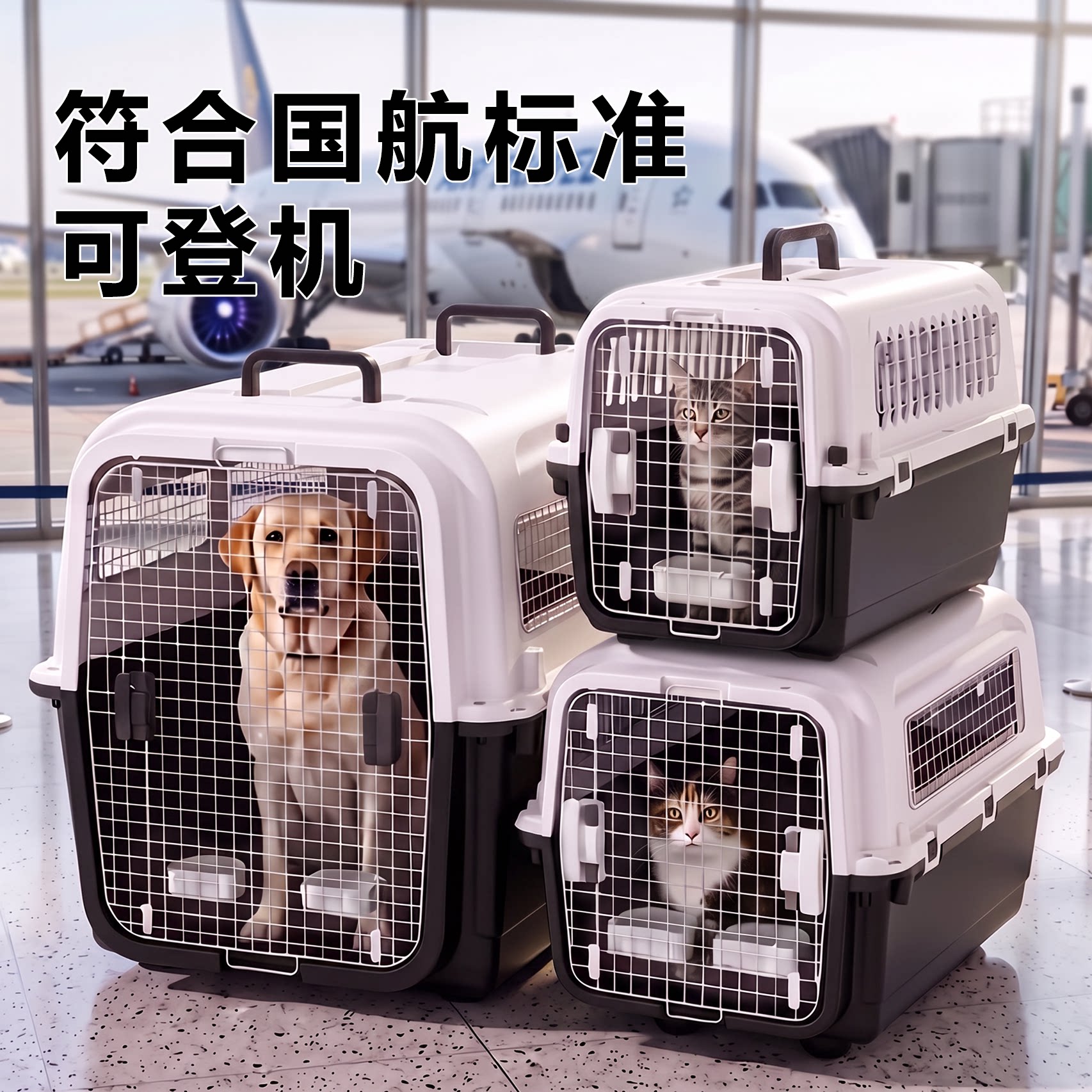 宠物航空箱国航大号狗笼子外出便携猫咪托运箱大中小型犬车载专用图片